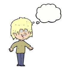 cartoon excited man with thought bubble N64