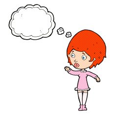 cartoon pretty woman with thought bubble N256