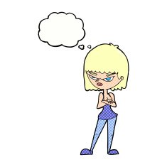 cartoon angry woman with thought bubble N20