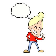 cartoon man snapping fingers with thought bubble N10