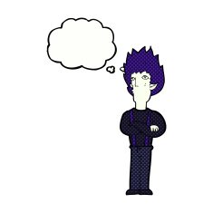 cartoon vampire man with thought bubble N113