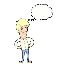 cartoon happy man with thought bubble N442