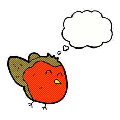 cartoon robin with thought bubble N30