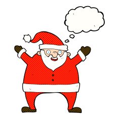 cartoon santa claus with thought bubble N184