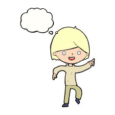 cartoon man pointing with thought bubble N186