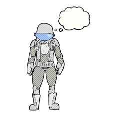cartoon astronaut with thought bubble N111