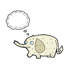 cartoon funny little elephant with thought bubble N6