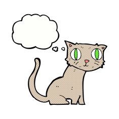 cartoon cat with thought bubble N37