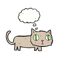 cartoon cat with thought bubble N38
