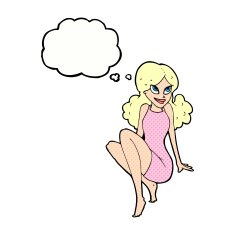 cartoon attractive woman posing with thought bubble N10