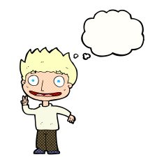 cartoon happy boy with thought bubble N222