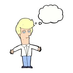 cartoon bored man with thought bubble N37