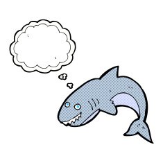 cartoon shark with thought bubble N38