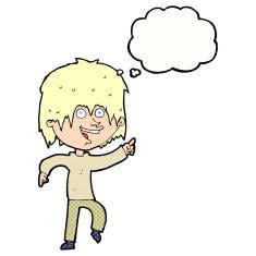 cartoon happy boy with thought bubble N223