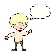 cartoon happy boy with thought bubble N224