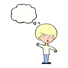 cartoon shocked boy with thought bubble N27