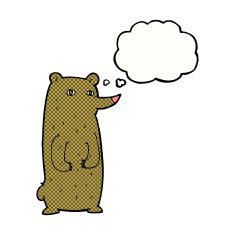 funny cartoon bear with thought bubble N43