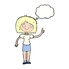cartoon woman with idea thought bubble N237
