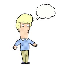 cartoon startled man with thought bubble N46