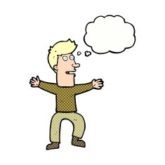 cartoon startled man with thought bubble N47