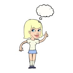 cartoon pretty girl with idea thought bubble N27
