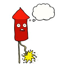 cartoon firework with thought bubble N4