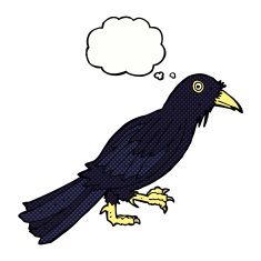 cartoon crow with thought bubble N13