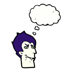 cartoon vampire face with thought bubble N34