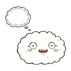 happy cartoon cloud with thought bubble N15