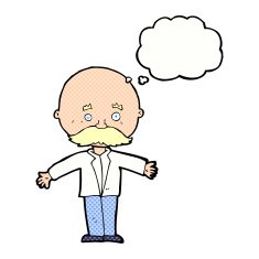 cartoon bald man with open arms thought bubble N10