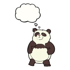 cartoon panda with thought bubble N2