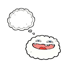 happy cartoon cloud with thought bubble N16