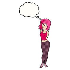 cartoon attractive girl with thought bubble N16