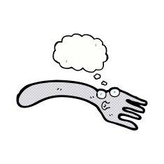 cartoon fork with thought bubble N6