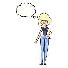 cartoon pretty woman with thought bubble N258