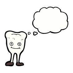 cartoon happy tooth with thought bubble N38