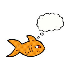 cartoon fish with thought bubble N88