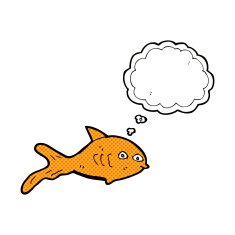 cartoon fish with thought bubble N89