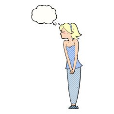 cartoon pretty woman with thought bubble N261