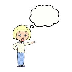 cartoon shocked woman with thought bubble N93