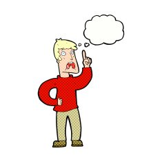 cartoon man with complaint thought bubble N9