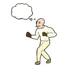 cartoon victorian boxer with thought bubble N6
