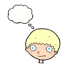 cartoon happy boy with thought bubble N226