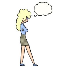 Cartoon Annoyed Woman With Thought Bubble N177