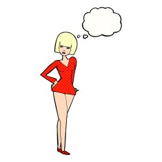 cartoon pretty woman with thought bubble N263