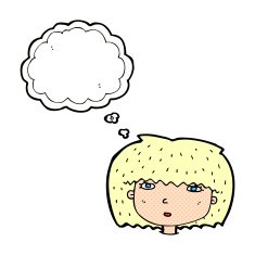 cartoon female face with thought bubble N142