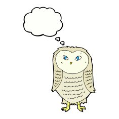 cartoon owl with thought bubble N61
