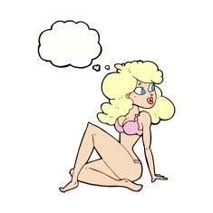 cartoon sexy woman in underwear with thought bubble N18