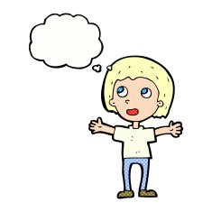 cartoon happy person with thought bubble N28