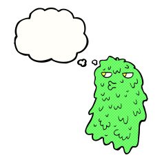 cartoon gross ghost with thought bubble N41